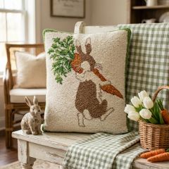 Bunny With Carrot Decorative Hook Pillow