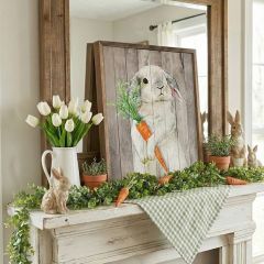 Bunny With Carrot Whitewash Wall Art