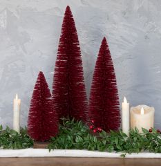 Burgundy Bottlebrush Tree Set of 3