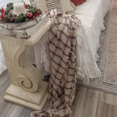 Burgundy Plaid Cotton Throw Blanket