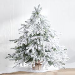 Burlap Wrapped Frosted Christmas Tree 