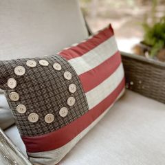 Button Accented Patriotic Flag Accent Pillow