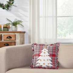 Button Tree And Plaid Accent Pillow