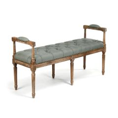 Button Tufted Bench With Arms | SHIPS FREE