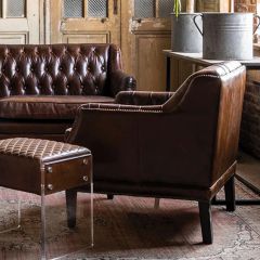 Button Tufted Leather Armchair