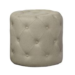 Button Tufted Round Foot Stool