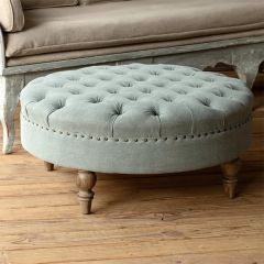 Button Tufted Round Top Ottoman