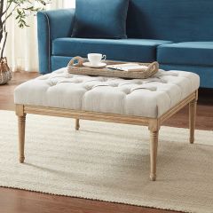Button Tufted Upholstered Ottoman