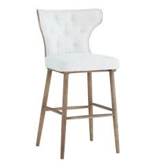 Button Tufted Wing Back Bar Stool