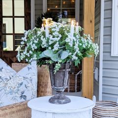 Aged Metal Urn Vase Candle Holder