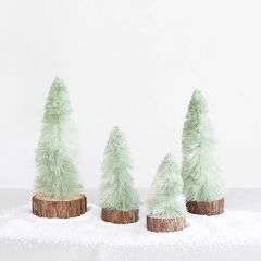 Bottle Brush Tree On Cedar Wood Slice Set of 4