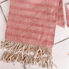 Cotton Red and White Table Runner