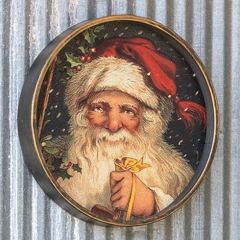 Vintage Style Round Santa Print