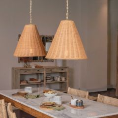Natural Rattan Taper Pendant Light 18 Inch