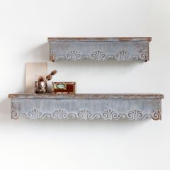 Scalloped Edge Metal Wall Shelf Set of 2