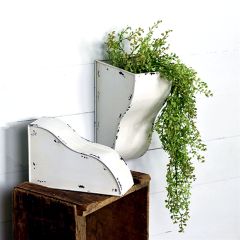 Pale Weathered Tin Wall Pocket Set of 2