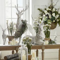 Iced Deer with Holly Wreath Set of 2