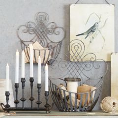 Distressed Iron Wall Basket Set of 2