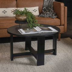 Elegant Round Trestle Coffee Table Black