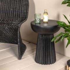 Ribbed Drum Side Table Black