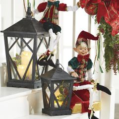 Black Washed Tabletop Candle Lantern Set of 2