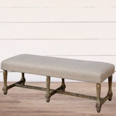 Hopsack Upholstered Farmhouse Bench