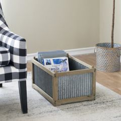 Corrugated Metal Wood Trim Planter Set of 2