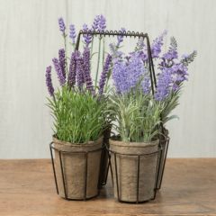 Faux Lavender in Metal Container