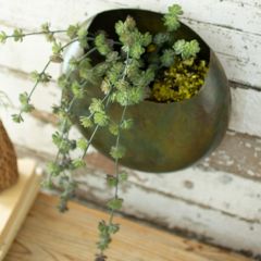 Aged Metal Wall Vase