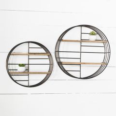Modern Farmhouse Round Wall Shelf Set of 2