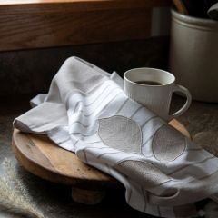Embroidered Leaf Applique Tea Towel Set of 2
