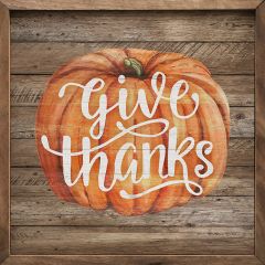 Give Thanks Pumpkin Brown Wall Art
