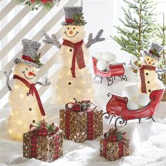 Lit Tinsel Snowman 40 Inch