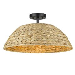 Woven Sweet Grass Semi Flush Light