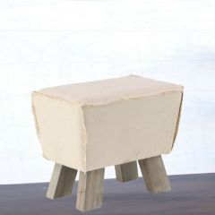 Wood and Fabric Footstool