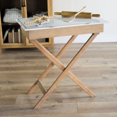 Folding Enamel Top Accent Table