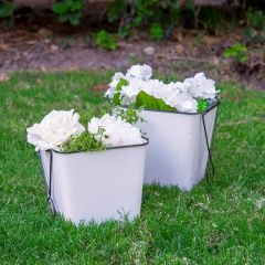 Enameled Bucket Planter Set of 2