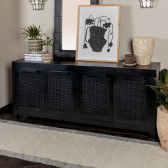 Wood And Cane Sideboard Cabinet
