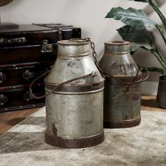 Antiqued Decorative Metal Milk Drum
