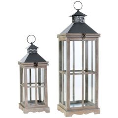 Elegant Farmhouse Candle Lantern Set of 2