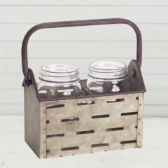 2 Jar Rustic Metal Caddy