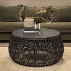 Round Braided Seagrass Side Table 34 Inch