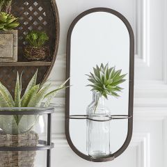 Farmhouse Metal Frame Mirror With Bottle Holder