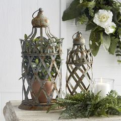 Lattice Detailed Metal Lantern Set of 2