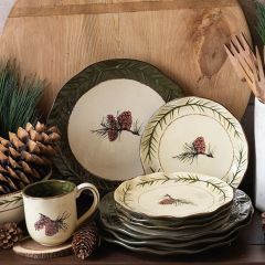 Cabin Pine 16 Piece Ceramic Dish Set