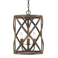 3 Light Antique Black Iron Pendant