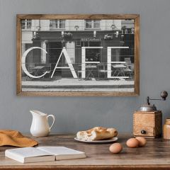 Cafe Black and White Framed Sign