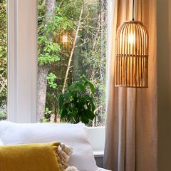 Caged Bamboo Pendant Light 18.5 inch