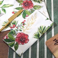 Camellia and Berries Christmas Napkin