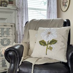 Camellia Flower Embroidered Accent Pillow